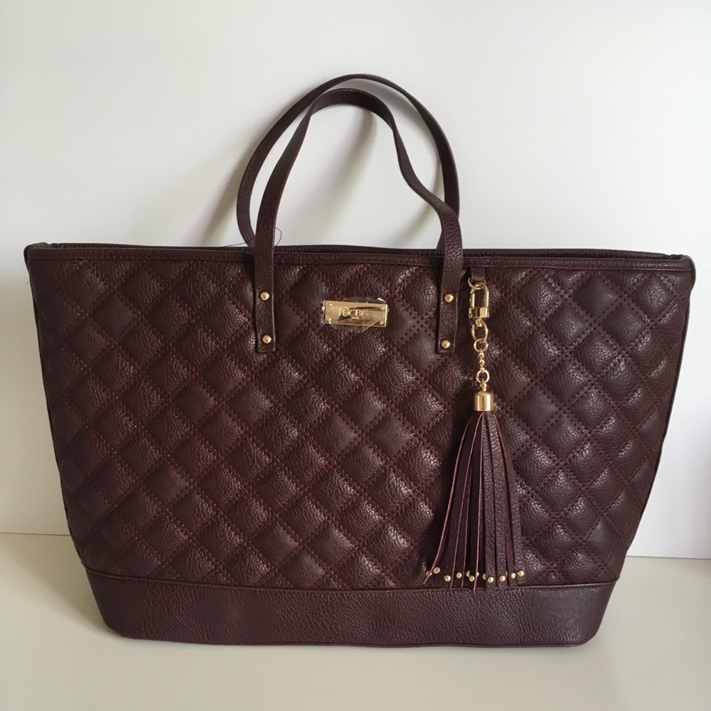 BCBG Quilted Burgundy/Wine Tote Shoulder Bag NWT